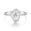 925 Sterling Silver Ring with Transparent Glass and CZ, 0.15cm Width, for Women