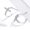 S925 Sterling Silver Earrings with Pavé Set CZ in Platinum Finish