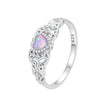 925 Sterling Silver Opal and CZ Stackable Ring in Size 6 for Women