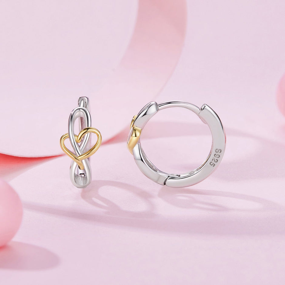 925 Sterling Silver Plated White Gold & Gold Hoop Earrings for Women