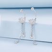 925 Sterling Silver Earrings with Pavé CZ in White Gold Plating - 3.1 x 0.7 cm for Women