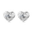 925 Sterling Silver Earrings with Pave Setting CZ and White Gold Plating
