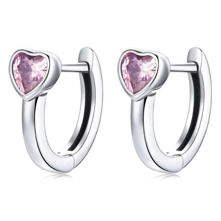 925 Sterling Silver Earrings with Pavé Setting CZ, Oxidized Silver, 1.2x0.5cm for Women
