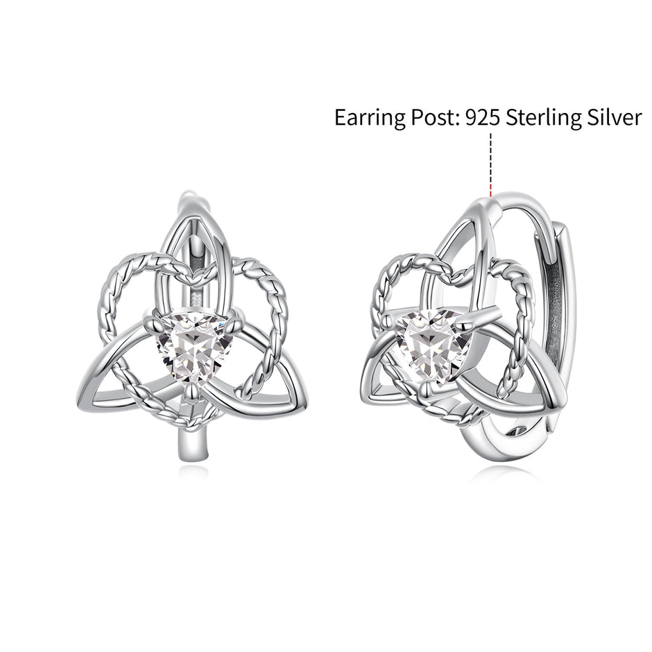 925 Sterling Silver White Gold Plated Pavé CZ 1.5x1.2cm Hoop Earrings for Women