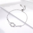 925 Sterling Silver Heart Shaped Bracelet 22CM for Women