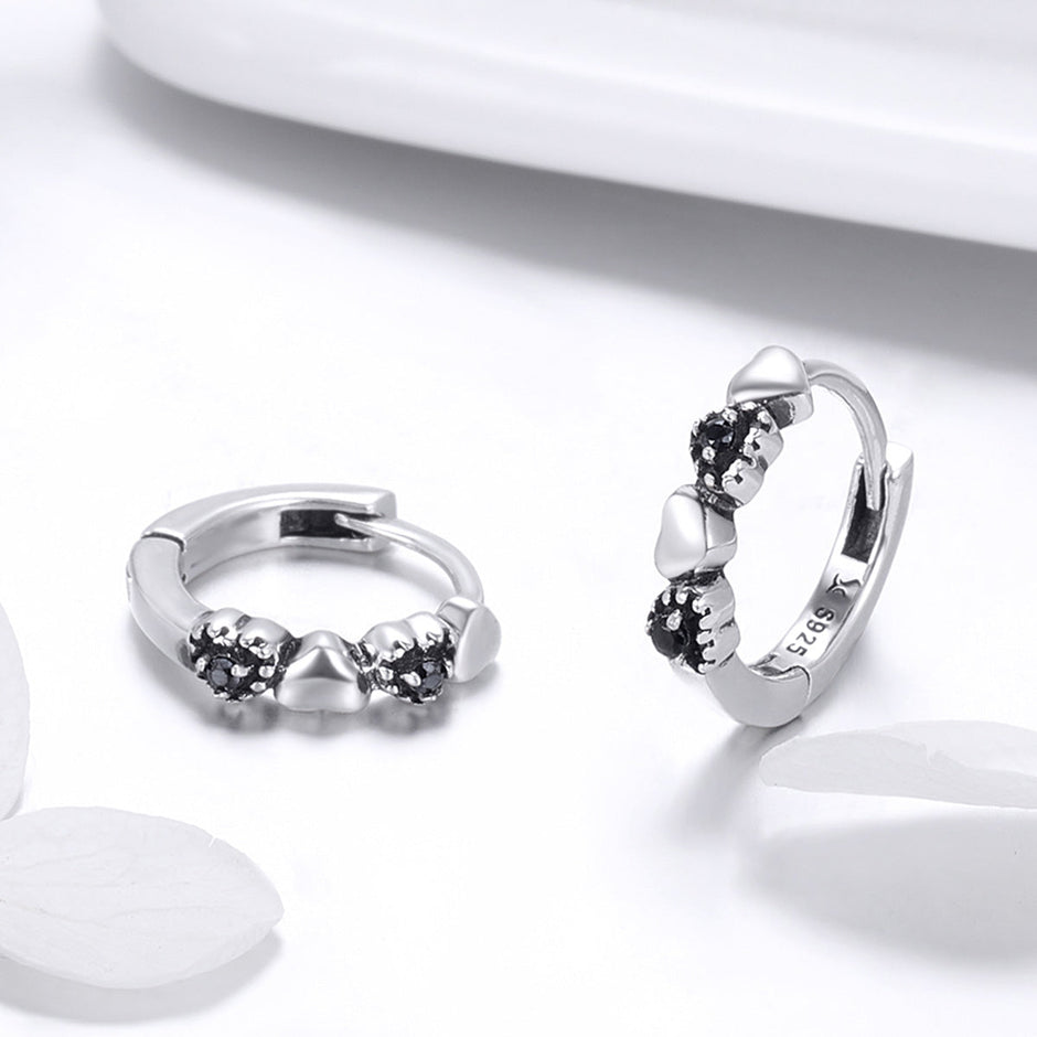 925 Sterling Silver Earrings with Pavé Setting CZ, 1.1*0.3cm
