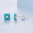 925 Sterling Silver Earrings with Synthetic Turquoise and CZ in Oxidized Finish