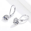 925 Sterling Silver Earrings with CZ and Platinum Plating, 2.3*0.8 cm
