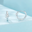 925 Sterling Silver & White Gold Earrings with Pavé Setting CZ - 12x6mm for Women