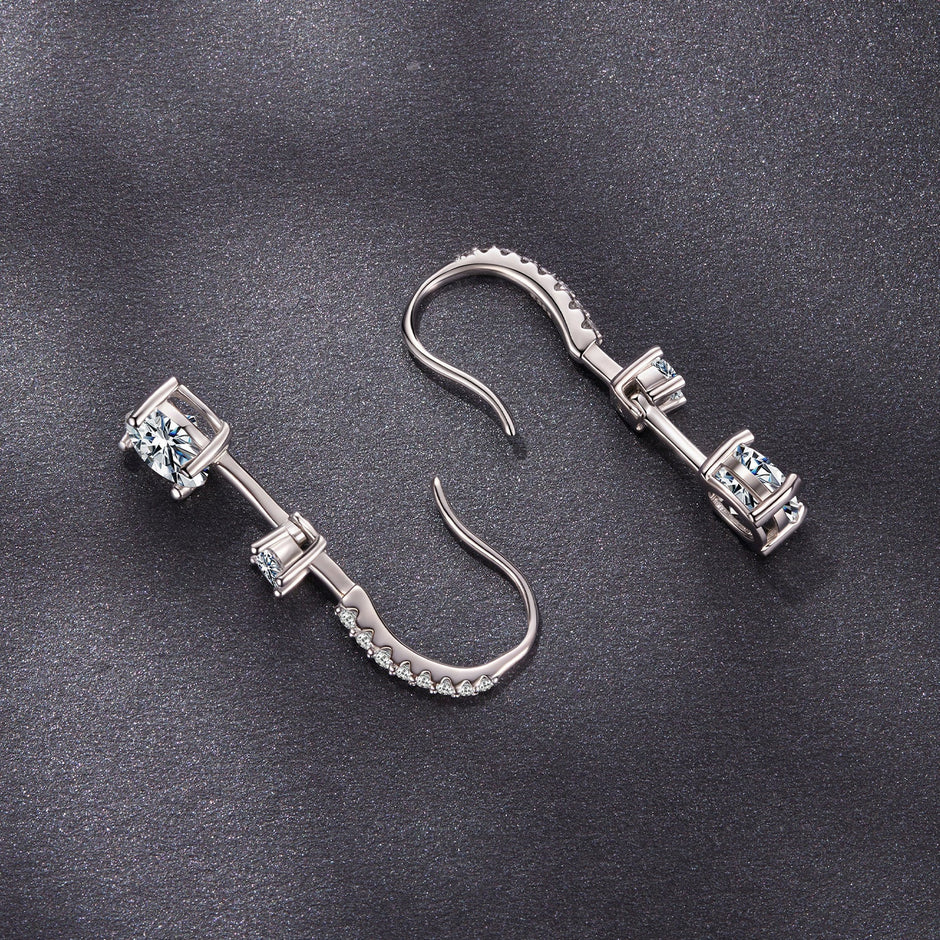 925 Sterling Silver Moissanite 1.00 Carat Earrings for Women