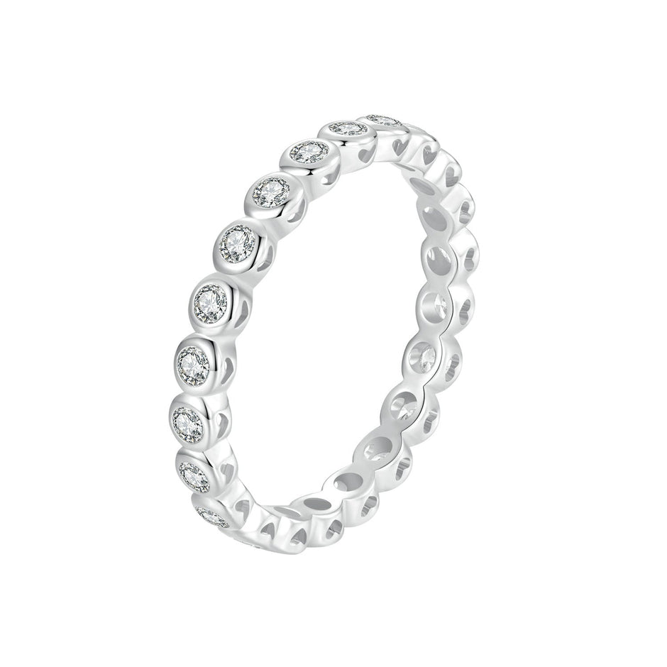 925 Sterling Silver 2mm Moissanite Ring Size 7 for Women