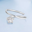 925 Sterling Silver White Gold Plated Pavé CZ Star Ring for Women