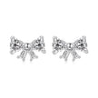 925 Sterling Silver White Gold Plated CZ Earrings for Women - 0.7x1.0cm