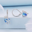 925 Sterling Silver Earrings with Transparent Glass and CZ, 23*12mm for Women