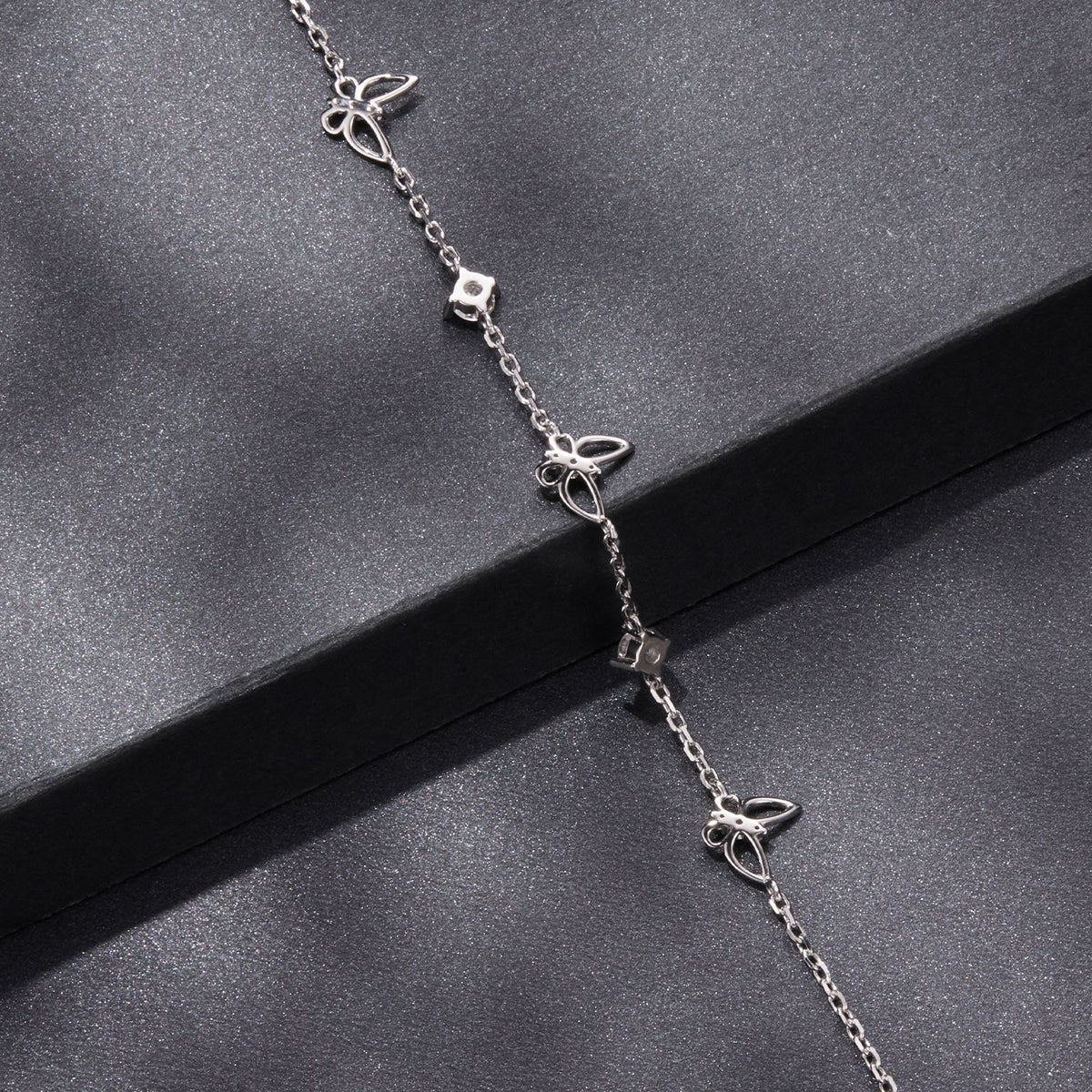 925 Sterling Silver White Gold Plated Bracelet with Moissanite, 15+6cm, for Women