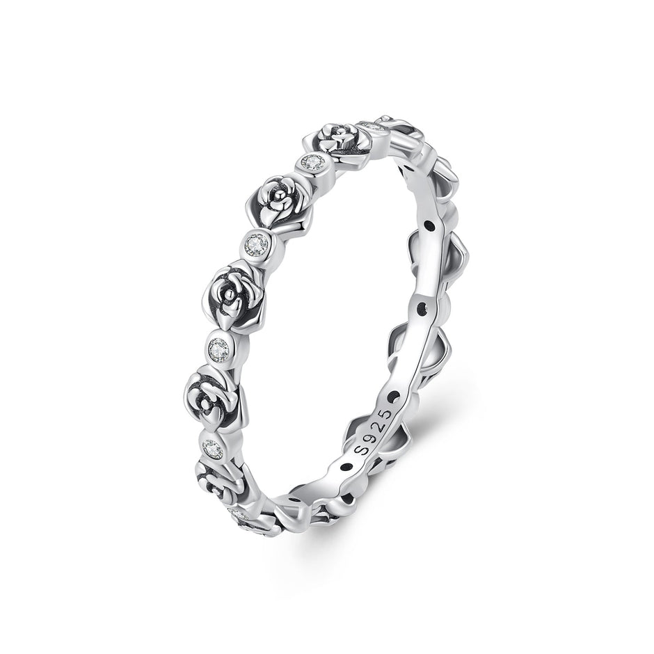 925 Sterling Silver Ring with Pavé Setting CZ - Size 6.0 - Oxidized Silver