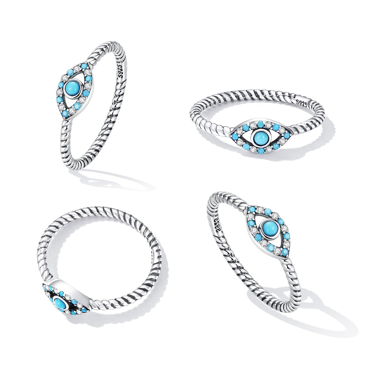 925 Sterling Silver Turquoise Adjustable Ring Size 8 for Women