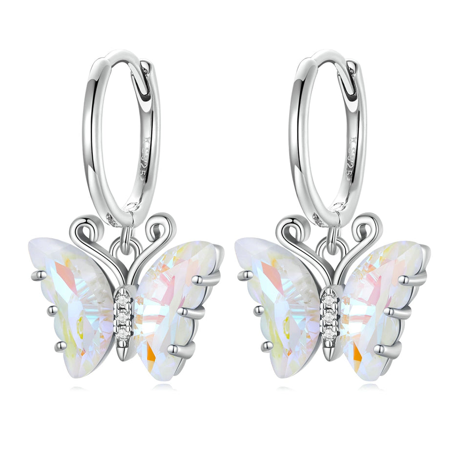 925 Sterling Silver Earrings with Resin, 23x13mm, Plated Platinum for Women
