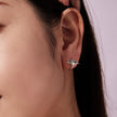 925 Sterling Silver Earrings with Transparent Glass, Enamel, White Gold Plated, 1.3x1.5cm for Women
