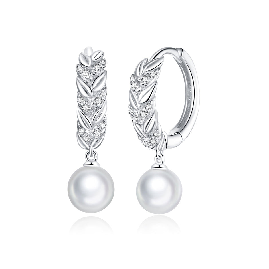 925 Sterling Silver Earrings with Quality Shell Pearl and CZ