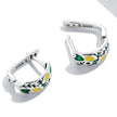 925 Sterling Silver Earrings for Women - Enamel Process - Oxidized Silver - 1.4x0.6 cm