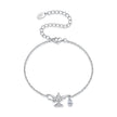 925 Sterling Silver White Gold Plated CZ Pavé 15+6cm Chain 1.0x1.7cm Pendant Bracelet for Women