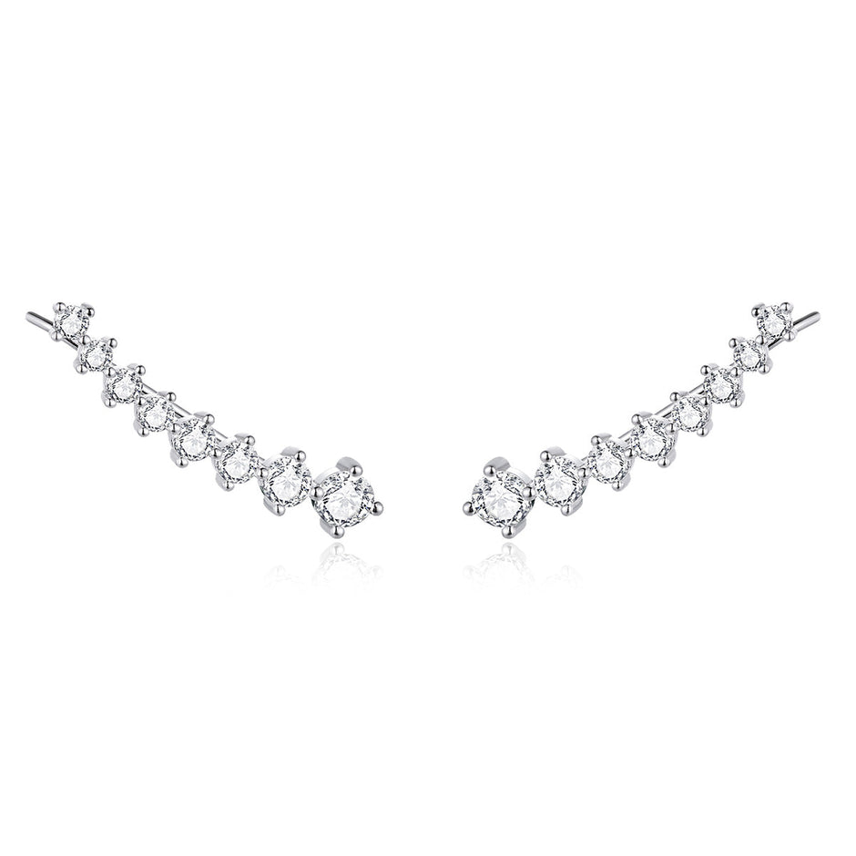 925 Sterling Silver Earrings with Pavé Setting CZ - 2.9*0.7cm