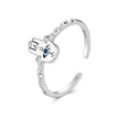925 Sterling Silver Hamsa Hand Ring with Synthetic Spinel for Women