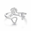 925 Sterling Silver + Plated White Gold Horse Ring