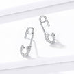 925 Sterling Silver Earrings for Women - 1.7x0.6cm, Platinum Plated with Pavé Setting CZ