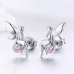 925 Sterling Silver Earrings with Pavé Setting CZ, 1.6*0.7 cm for Women