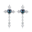 925 Sterling Silver Earrings with CZ and Glass, 24x13mm for Women