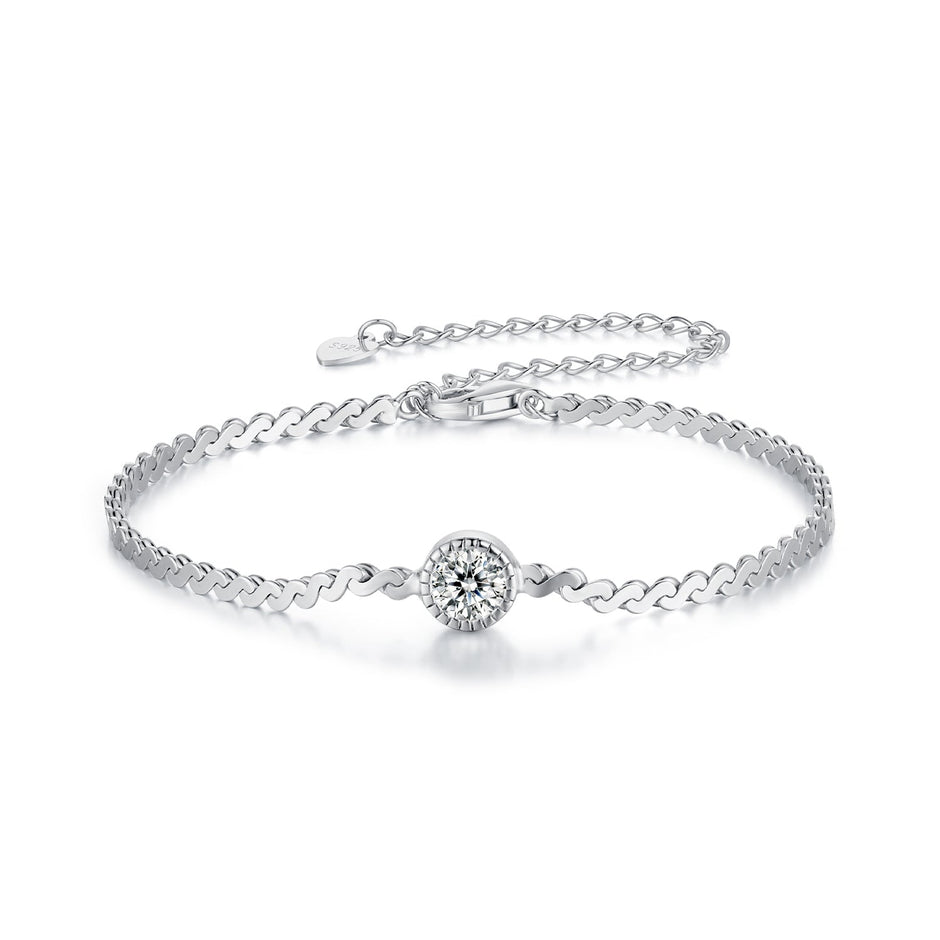 S925 Sterling Silver 5.0mm Moissanite Bracelet for Women