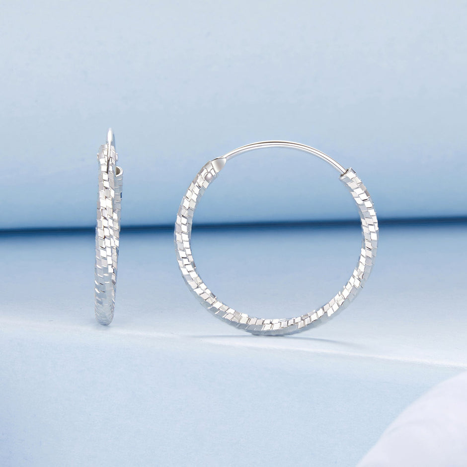 925 Sterling Silver Earrings for Women - White Gold Plated, 2.6*0.2 cm, Style L