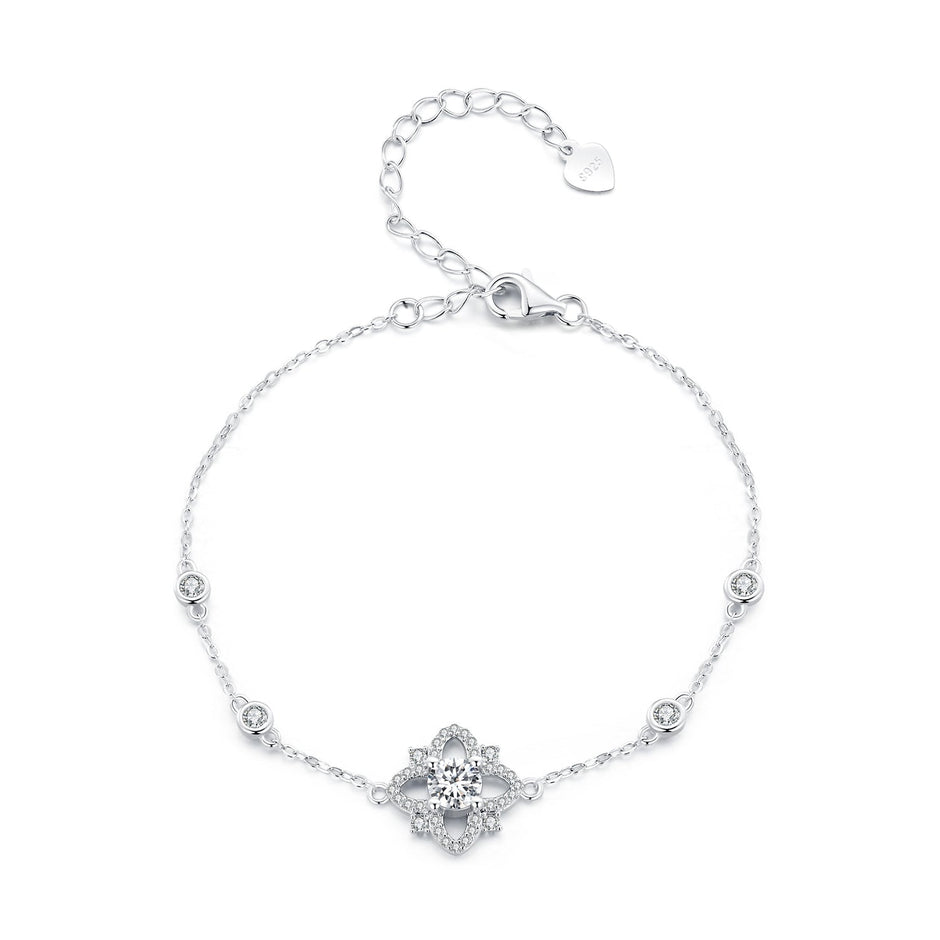 S925 Sterling Silver 0.5 Carat Moissanite Bracelet 16cm+5cm for Women