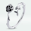925 Sterling Silver & Oxidized Silver 0.15 cm Width Rose Ring for Women