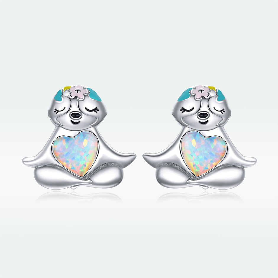 925 Sterling Silver Earrings with Translucent Opal
