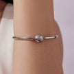 925 Sterling Silver Pavé Setting CZ Bracelet with White Gold Plating for Women - Size 17.0