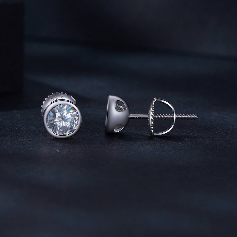 925 Sterling Silver 5.0mm Moissanite Earrings for Women