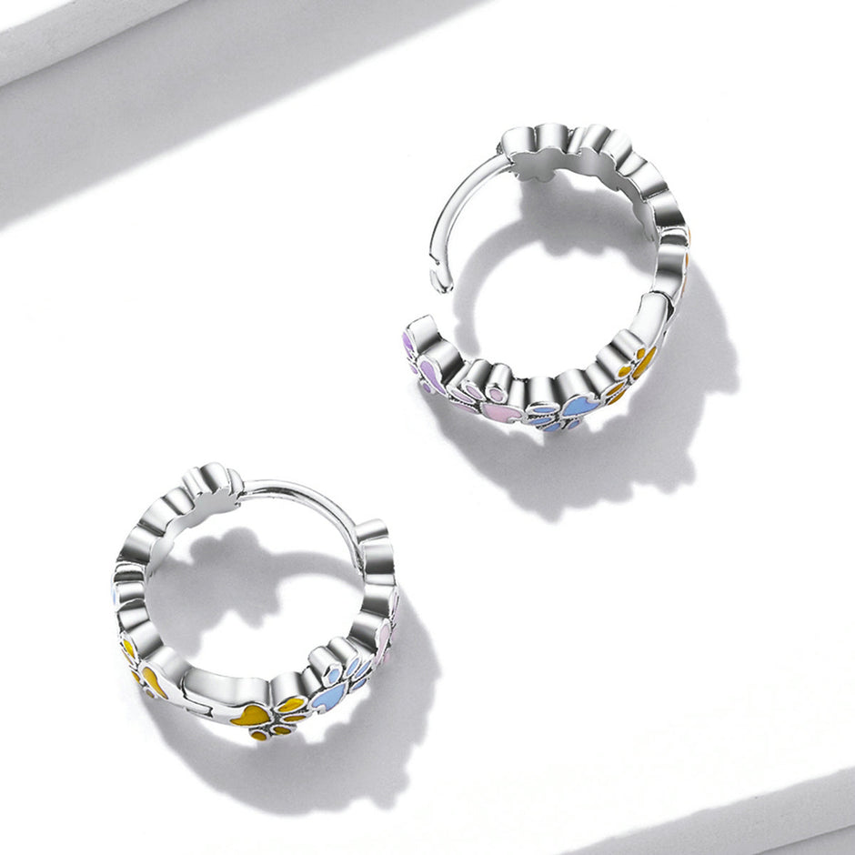 925 Sterling Silver Enamel Oxidized Silver Earrings