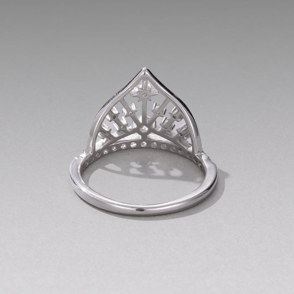 925 Sterling Silver White Gold Plated Ring with Pavé Setting CZ Size 6 for Women