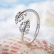 925 Sterling Silver Oxidized Leaf Ring for Women
