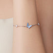 925 Sterling Silver White Gold Plated Bracelet with Enamel and CZ - 15+6cm Length