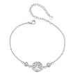 925 Sterling Silver White Gold Plated Bracelet with CZ Pendant