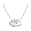 925 Sterling Silver Necklace with CZ in Pavé Setting, Length 400+50mm, Pendant 11*18mm, Unisex