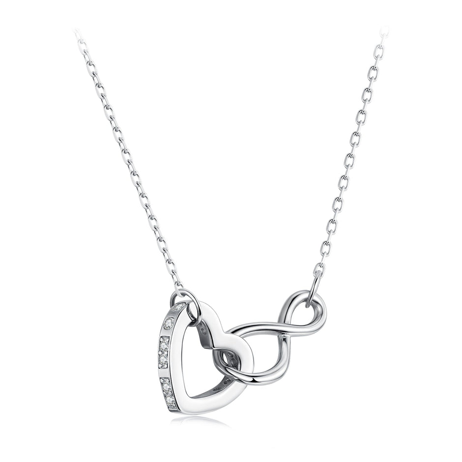 925 Sterling Silver Necklace with Pavé Setting CZ, 40+5cm, Plated White Gold, Women