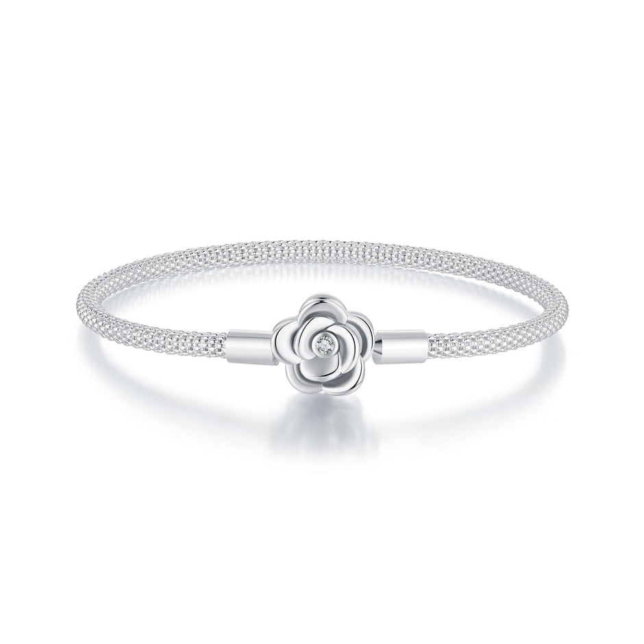 925 Sterling Silver Bracelet with Oxidized Finish and CZ 17.0 cm