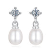 925 Sterling Silver Moissanite 0.10 Carat Earrings with Freshwater Pearl for Women
