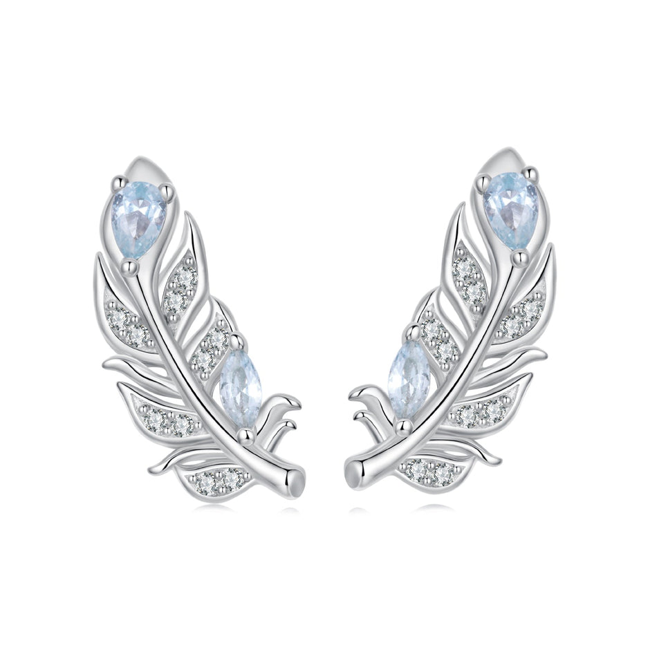 925 Sterling Silver Earrings with Pavé Setting CZ and White Gold Plating