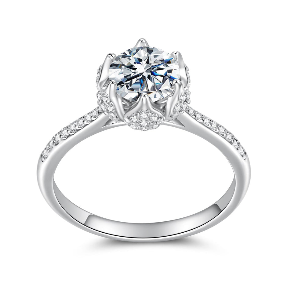 925 Sterling Silver Moissanite Ring 1ct Size 6 White Gold Plated for Women